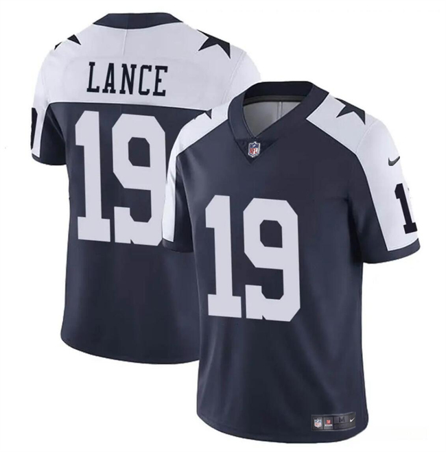 Youth Dallas Cowboys #19 Trey Lance Navy/White Thanksgiving Vapor Untouchable Limited Stitched Football Jersey